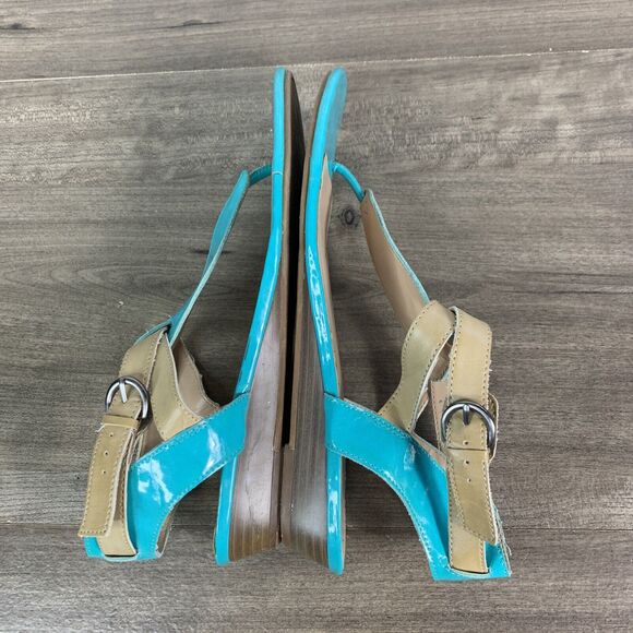 9 & Co. Womens Sandals Size 9 M Blue Green Strappy Thong Open Toes - Picture 9 of 10
